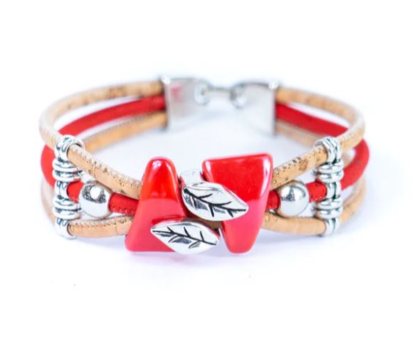 Cork Bracelet Ceramic Red