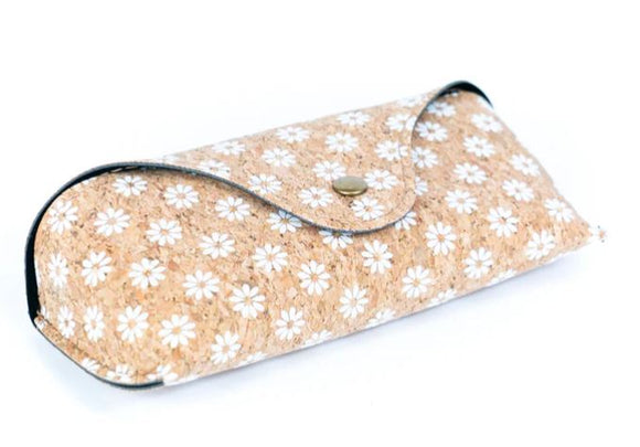 Cork Glasses Case White Daisy side