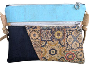 Desire Small Crossbody Cork Bag Blue front