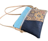 Desire Small Crossbody Cork Bag Blue flats